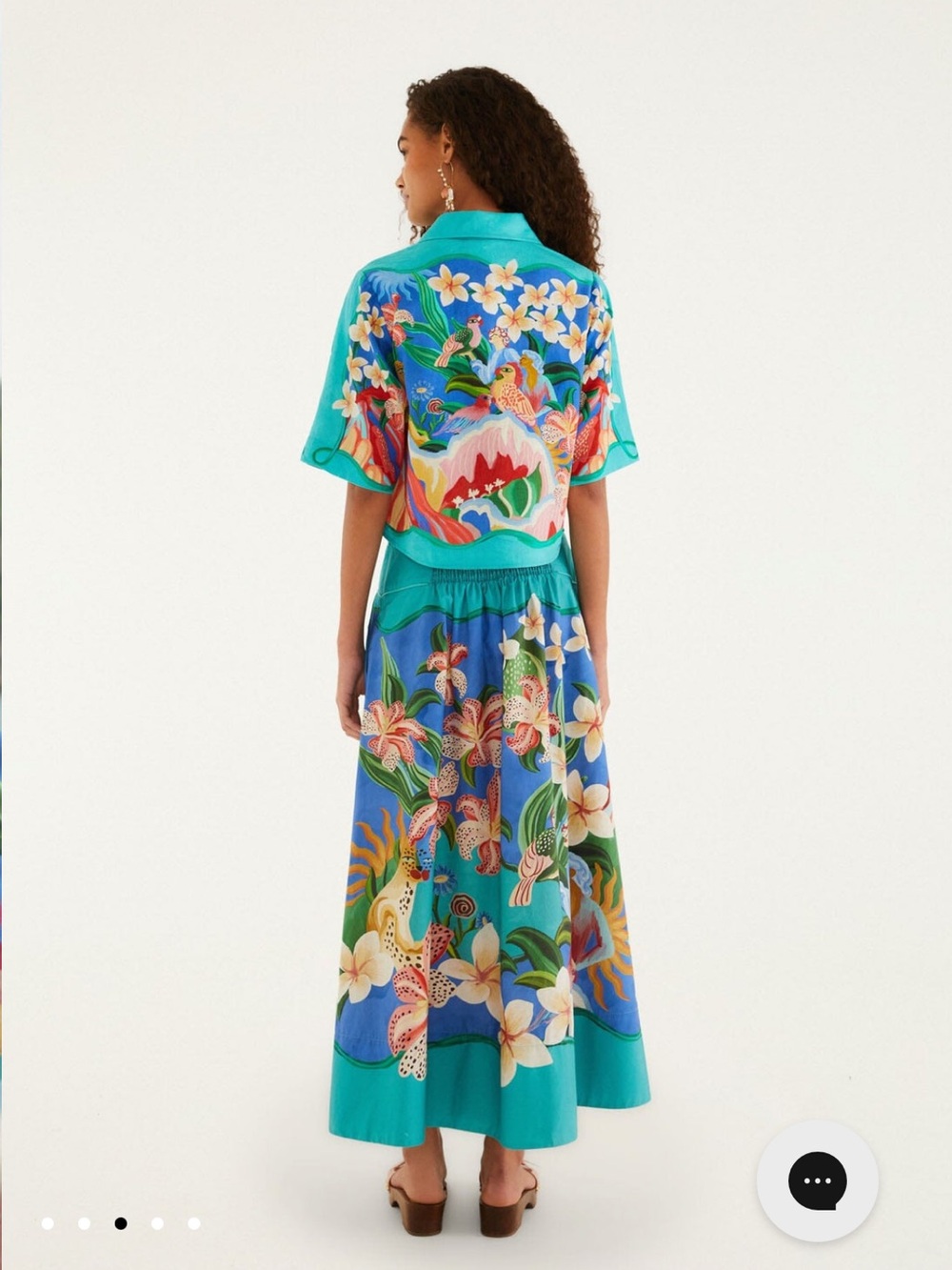 Vibrant Farm Rio Garden of Life Pockets Turquoise Floral Midi Skirt 🌴🌸🩵 - Picture 3 of 8